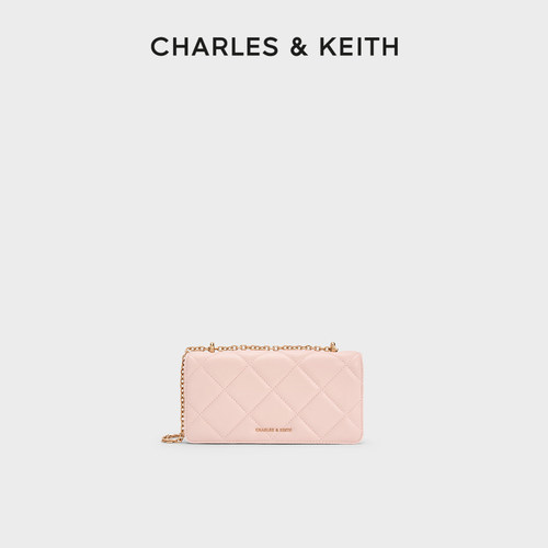 CHARLES＆KEITH油画菱格链条包