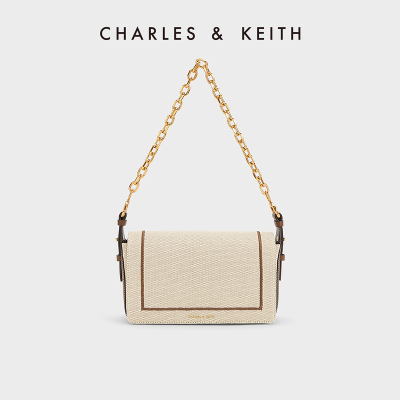 CHARLES&KEITH23秋冬新款CK2-20782032链条豆腐包单肩翻盖包女包