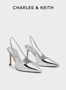 CHARLES&KEITH春季女鞋CK1-60280377时尚链条尖头细高跟凉鞋女鞋