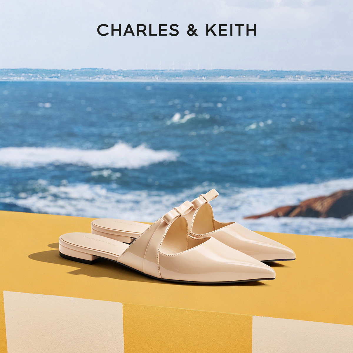 CHARLES&KEITH26夏新款CK1-70920222蝴蝶结尖头平底穆勒鞋凉拖鞋