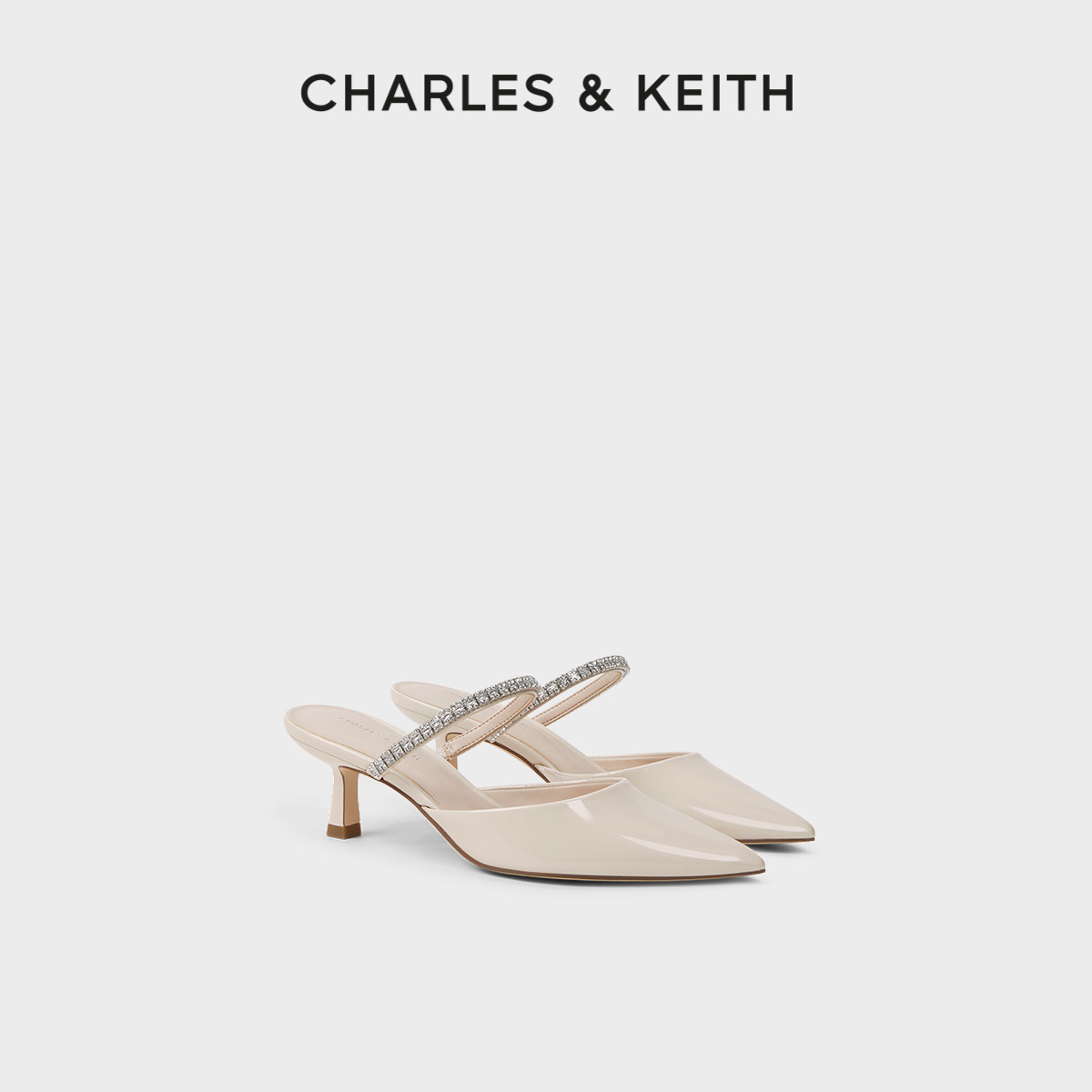 穆勒拖鞋女CHARLESKEITH亮钻尖头图片