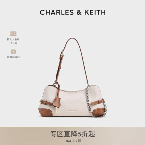帆布链条法棍包CHARLES&KEITH