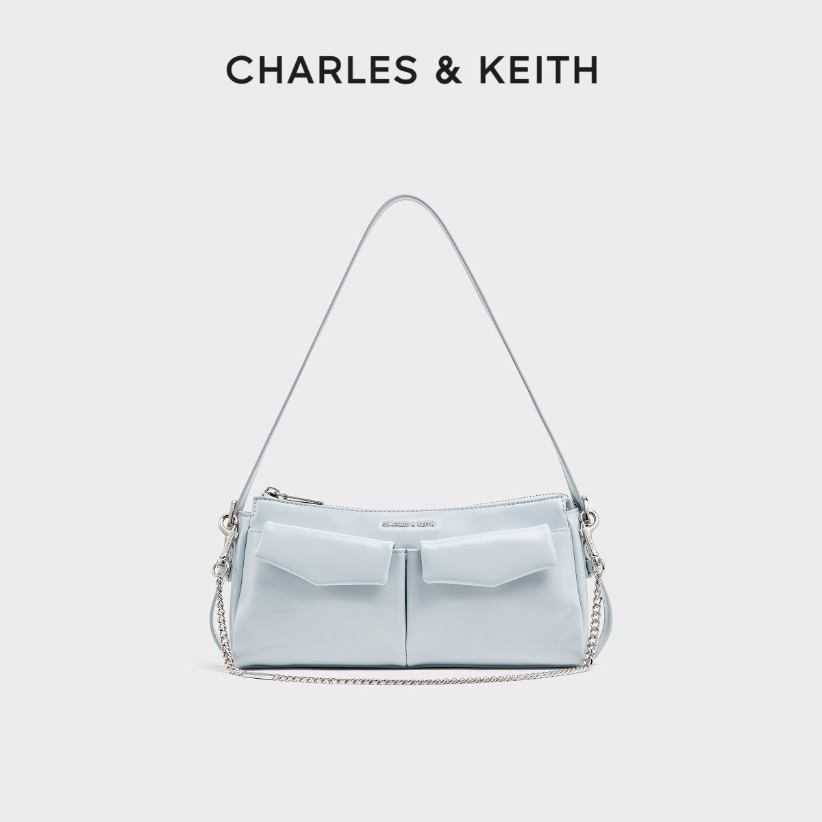 CHARLES&KEITH26夏新款CK2-20160191多巴胺链条腋下机车包斜挎包