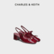 CHARLES&KEITH秋冬女鞋 玛丽珍鞋 CK1 60361558蝴蝶结粗跟凉鞋