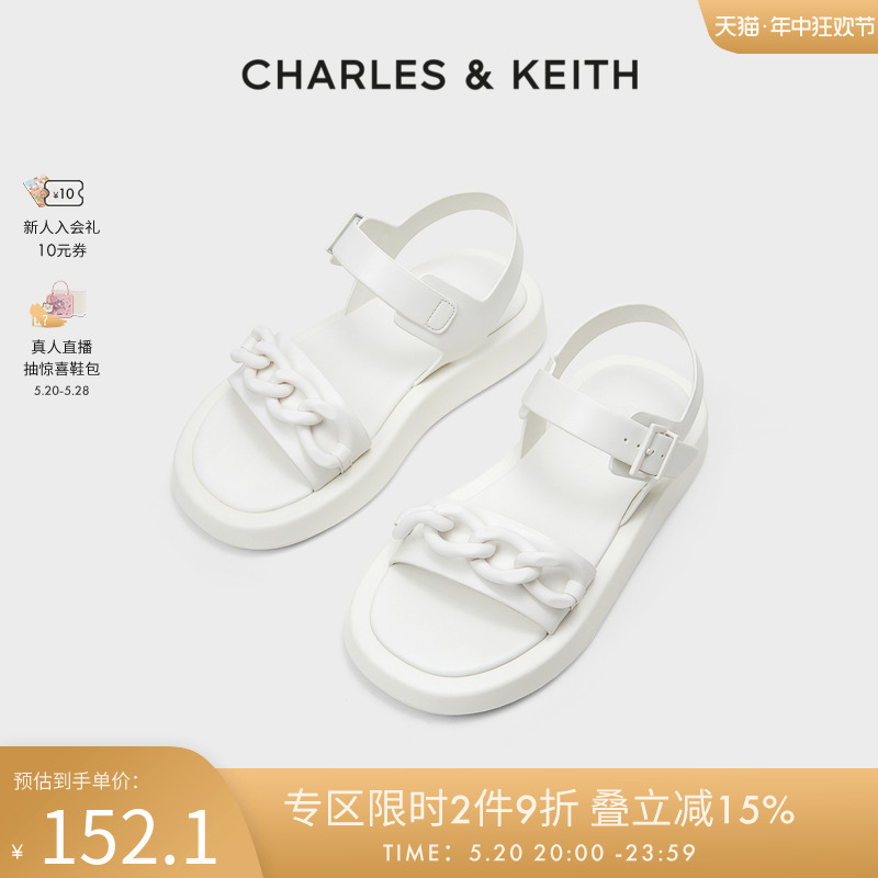 CHARLES&KEITH春夏女鞋CK1-70920103女士粗链条厚底休闲凉鞋