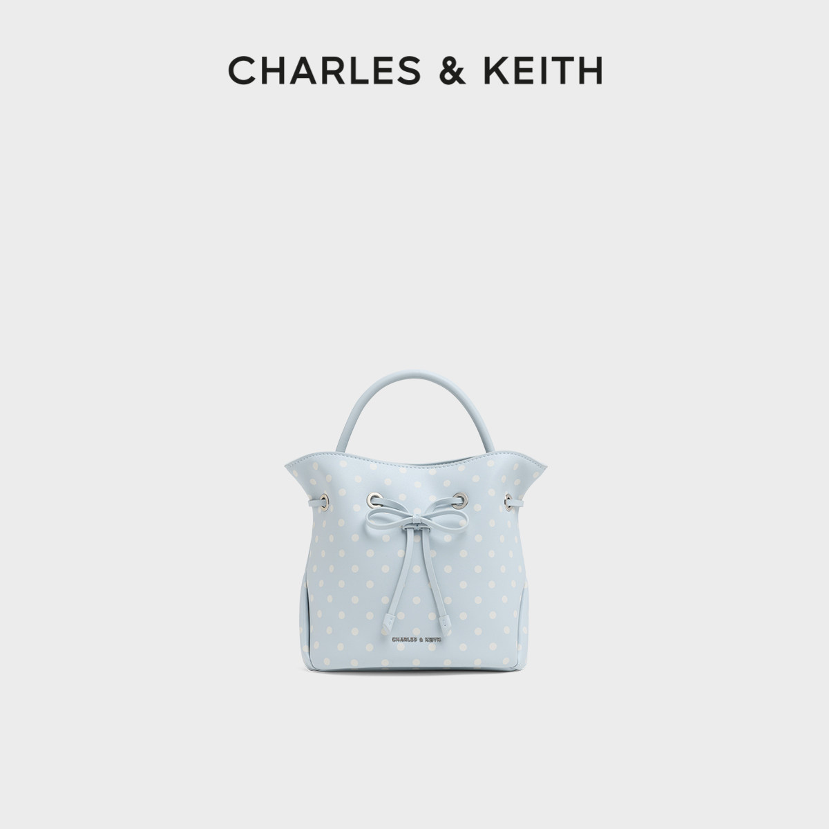 CHARLES&KEITH26夏新款CK2-10160260-A波点抽绳手提水桶包斜挎包