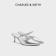 CK1 61720175尖头链条外穿高跟穆勒拖鞋 CHARLES&KEITH24春夏新款