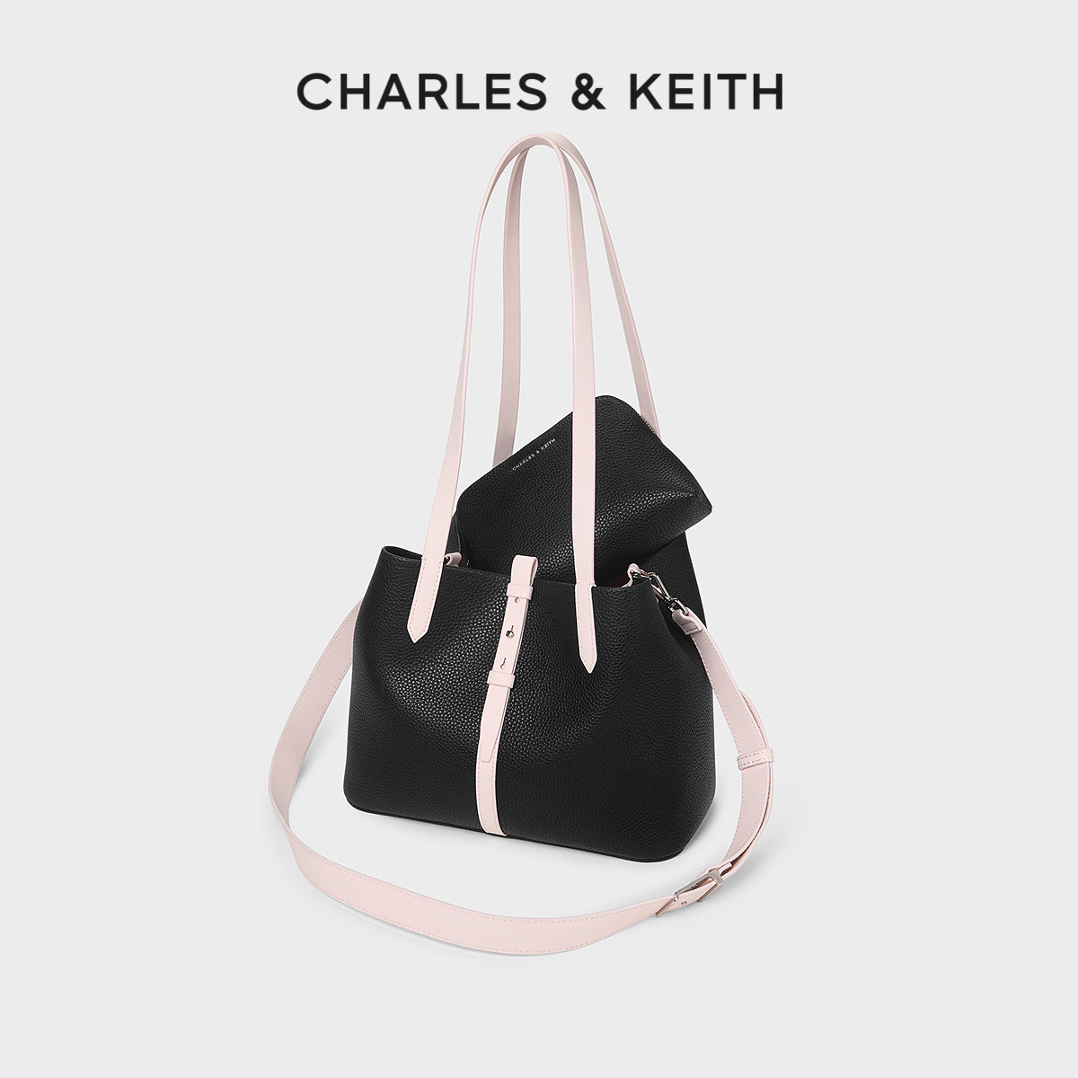 CHARLES&KEITH26冬新款CK2-30151760时尚大容量水桶包菜篮子包