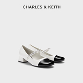 CHARLES&KEITH秋冬女鞋 女鞋 CK1 60580265优雅拼色粗跟玛丽珍鞋