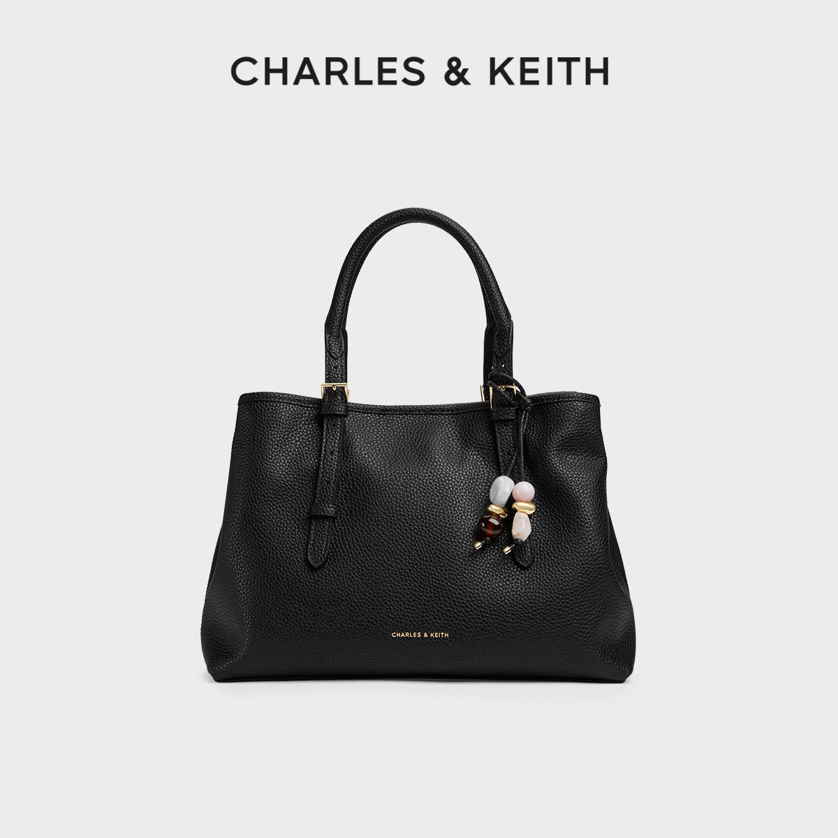 CHARLES&KEITH26秋季新款CK2-30151695大容量挂饰简约手提托特包图片