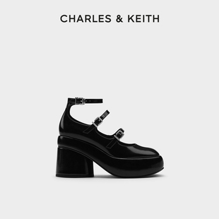 60920365甜酷细带厚底玛丽珍鞋 单鞋 CK1 CHARLES&KEITH24春夏新品