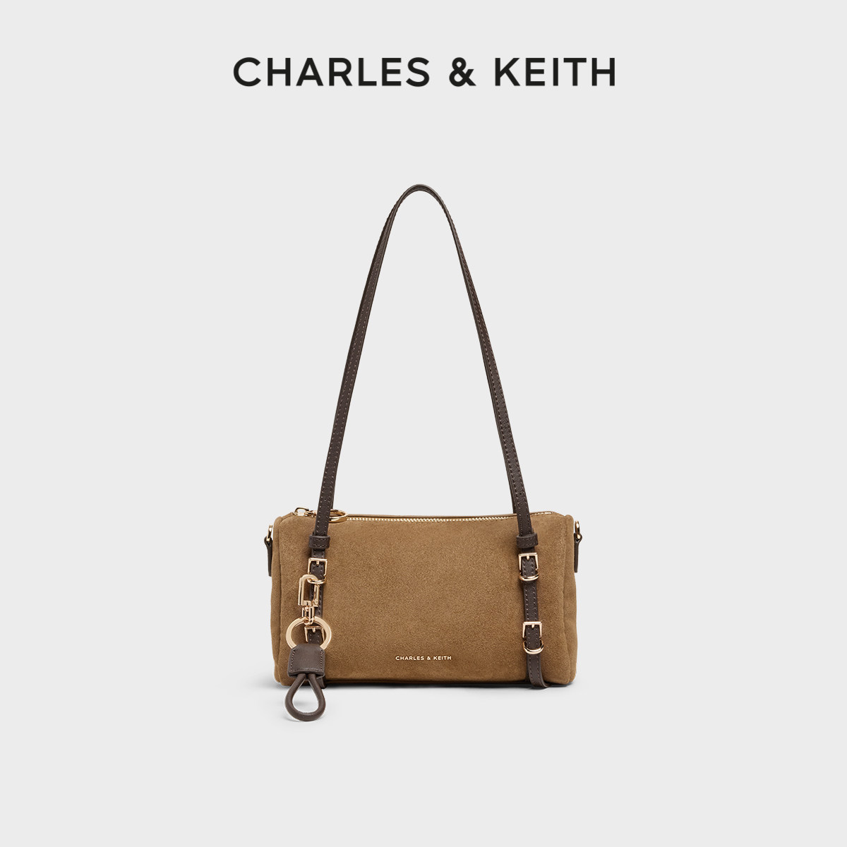 复古绒面波士顿包CHARLES&KEITH图片