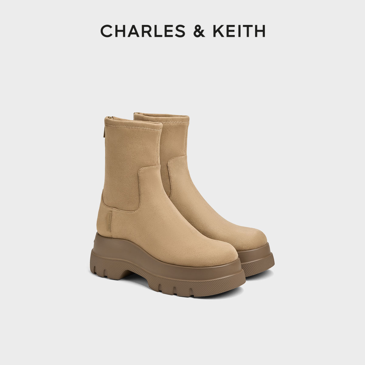 时尚厚底 弹力短靴 拉链设计