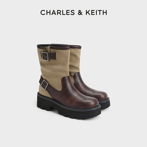 CHARLES＆KEITH复古厚底时装短靴