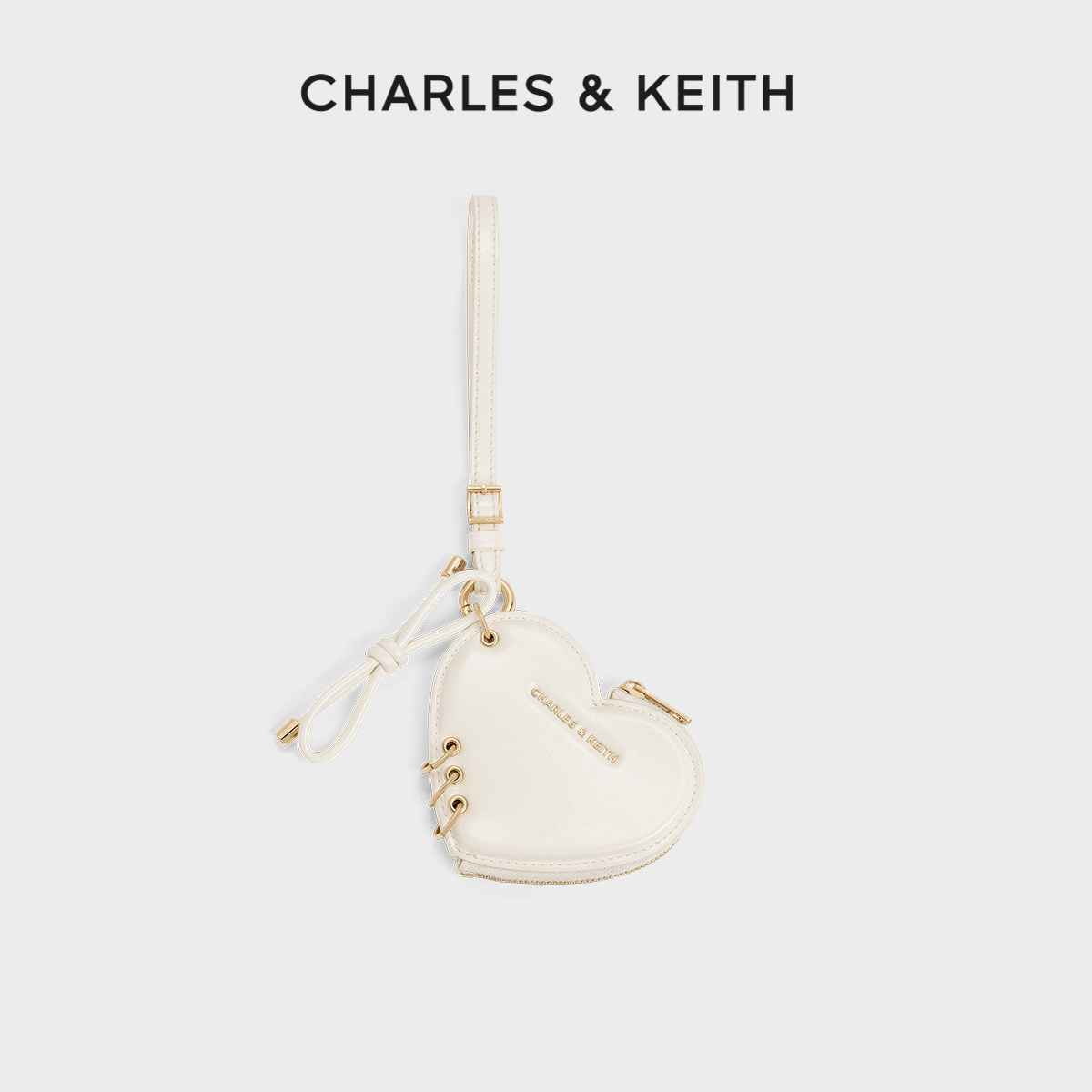CHARLES&KEITH26夏新款CK6-70840653蝴蝶结心形零钱包迷你包挂件