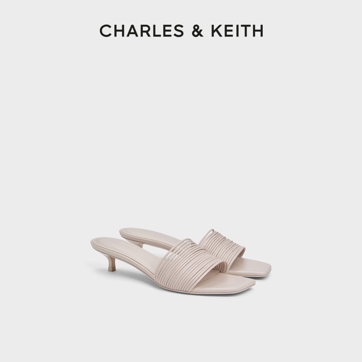 CHARLES&KEITH26夏季新款CK1-60920434法式方头细带低跟拖鞋凉鞋