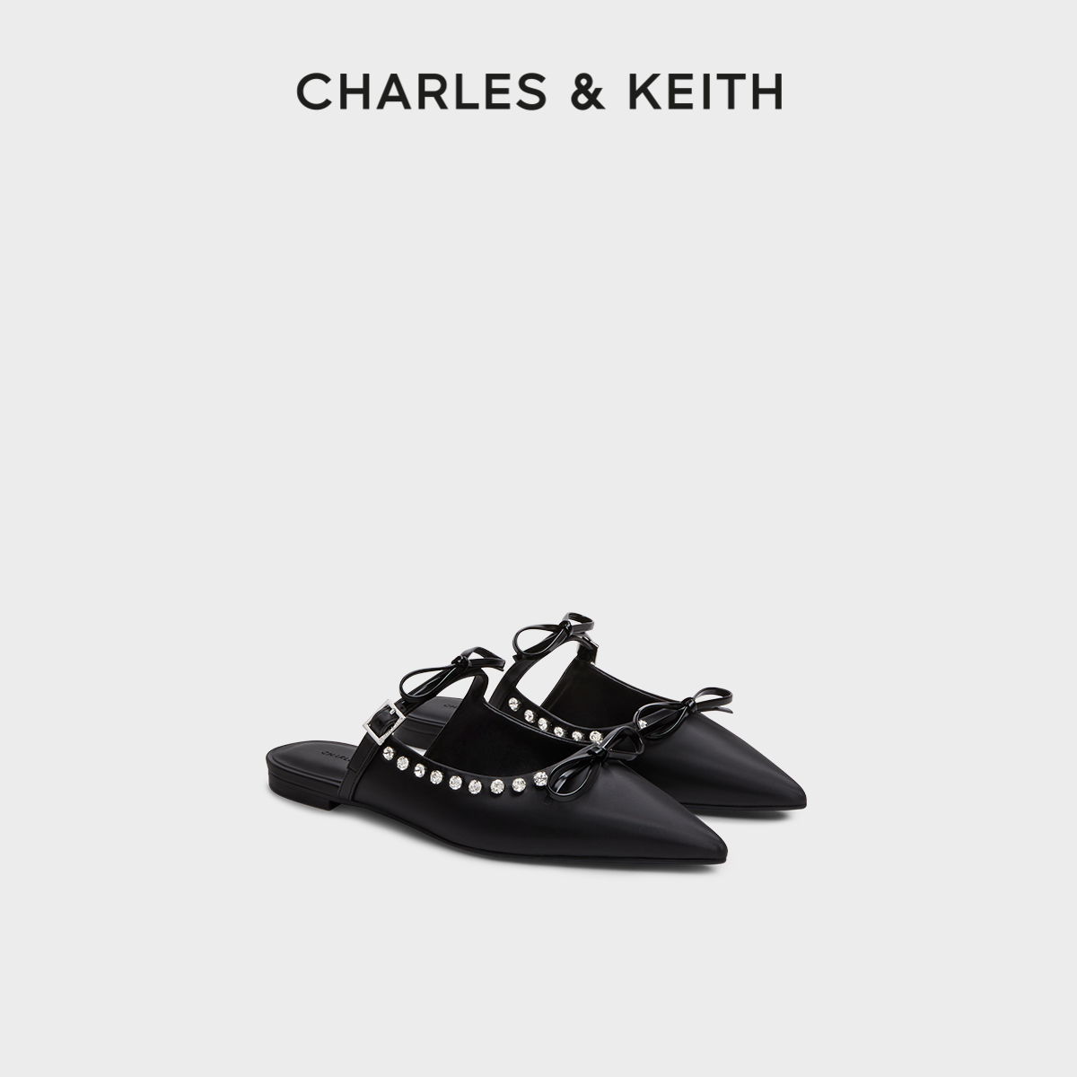 立体蝴蝶结 尖头穆勒鞋 舒适平底