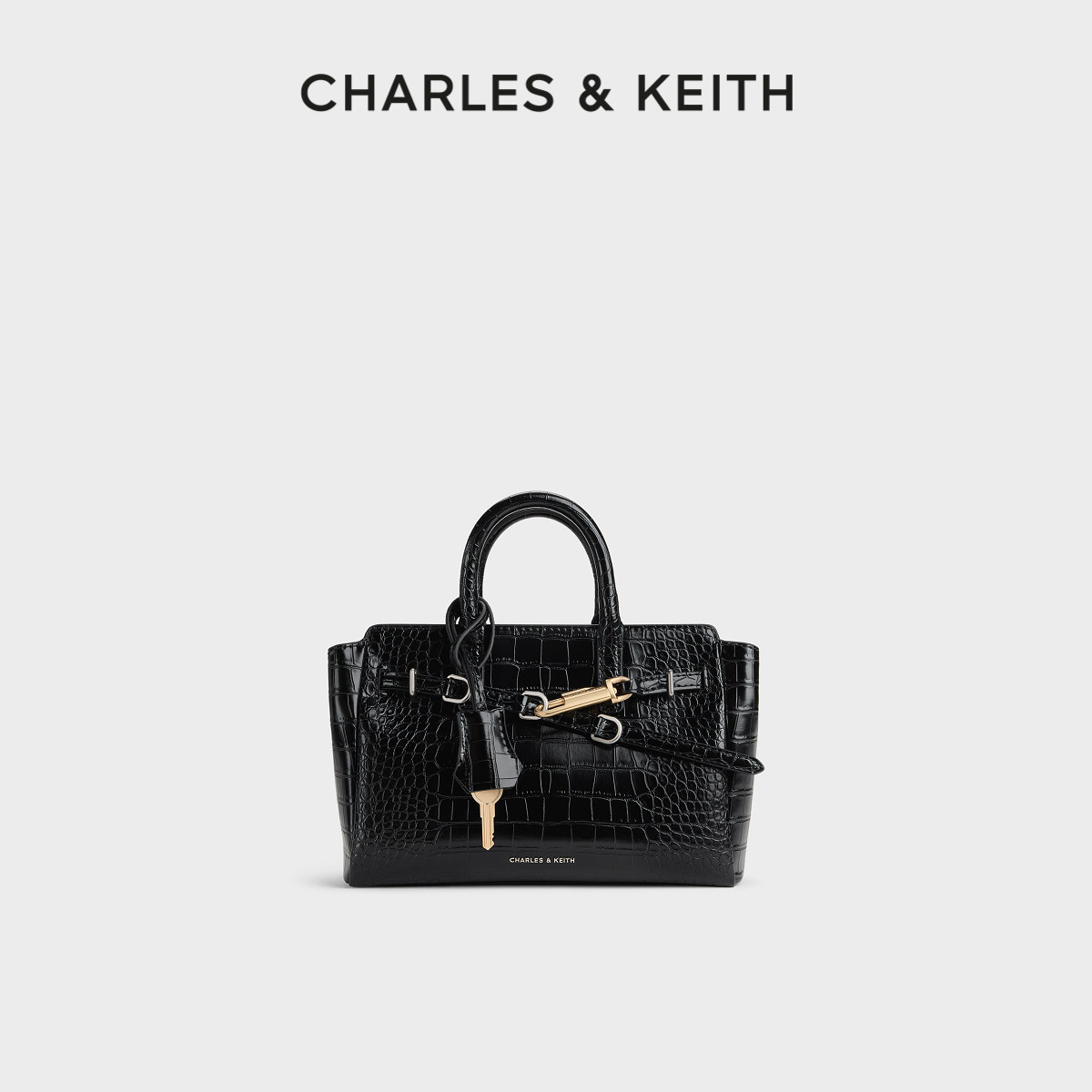 CHARLES&KEITH26秋新款CK2-30271702-1复古鳄鱼纹手提托特凯莉包
