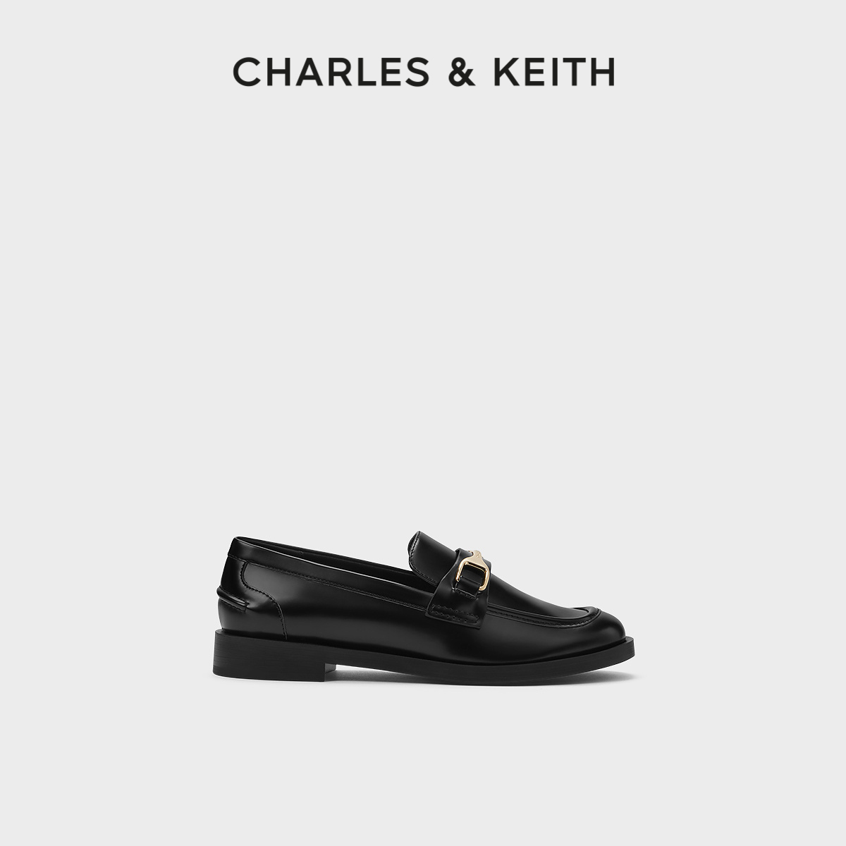 CHARLES&KEITH24春夏新款CK1-70900505马衔扣饰英伦乐福鞋单鞋女