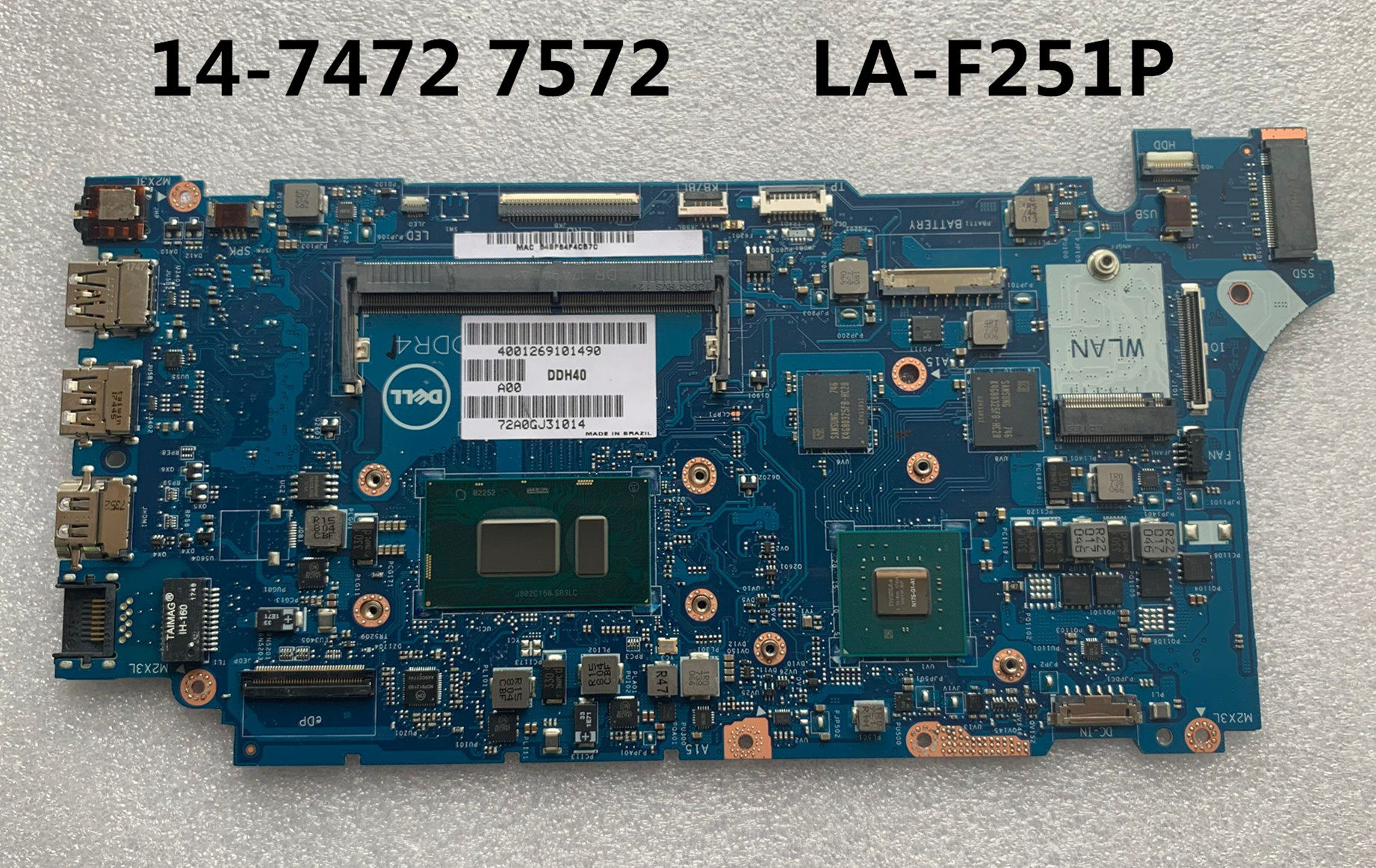 戴尔 inspiron 14 7472 主板 15 7572 主板 la-f251p