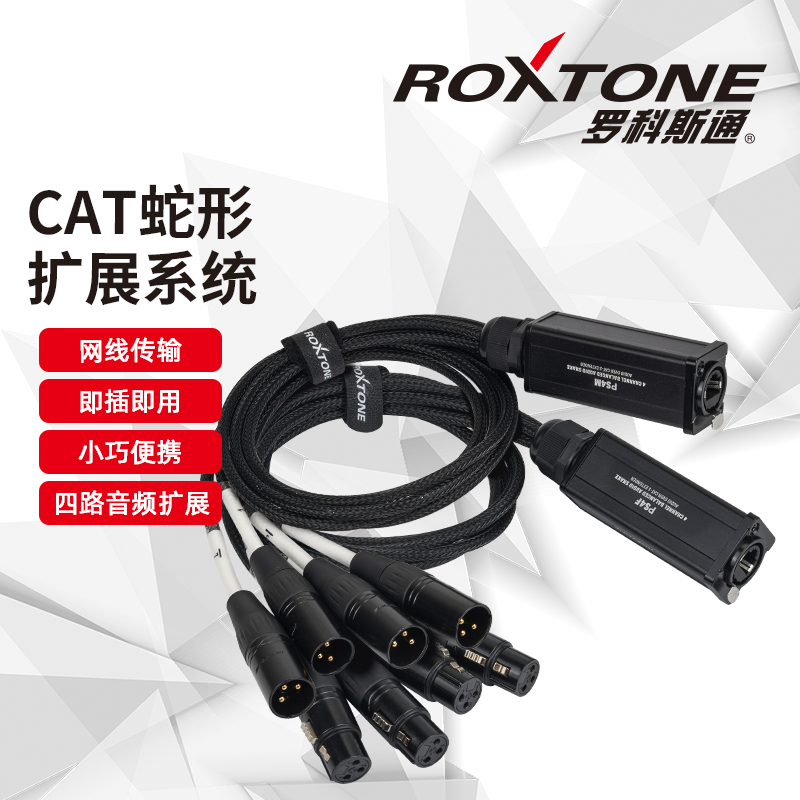 罗科斯通四路音频网络线缆卡侬延长线多通道网线音频扩展传输器