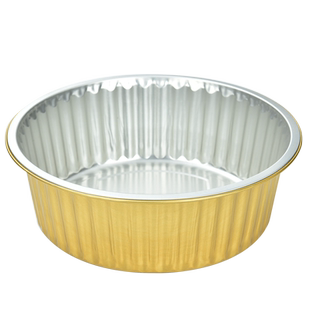 金色280款5000ML圆形一次性大容量锡纸铝箔餐盒打包火锅外卖加热