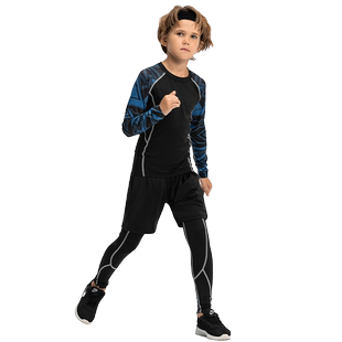 儿童紧身衣训练服男童篮球足球跑步打底健身速干衣套装男孩运动服