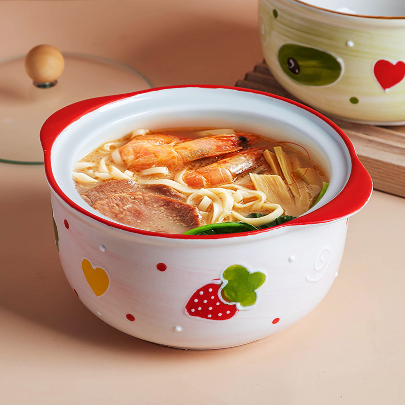 学生宿舍泡面碗带盖带勺可爱螺蛳粉碗高颜值打饭碗家用陶瓷大汤碗
