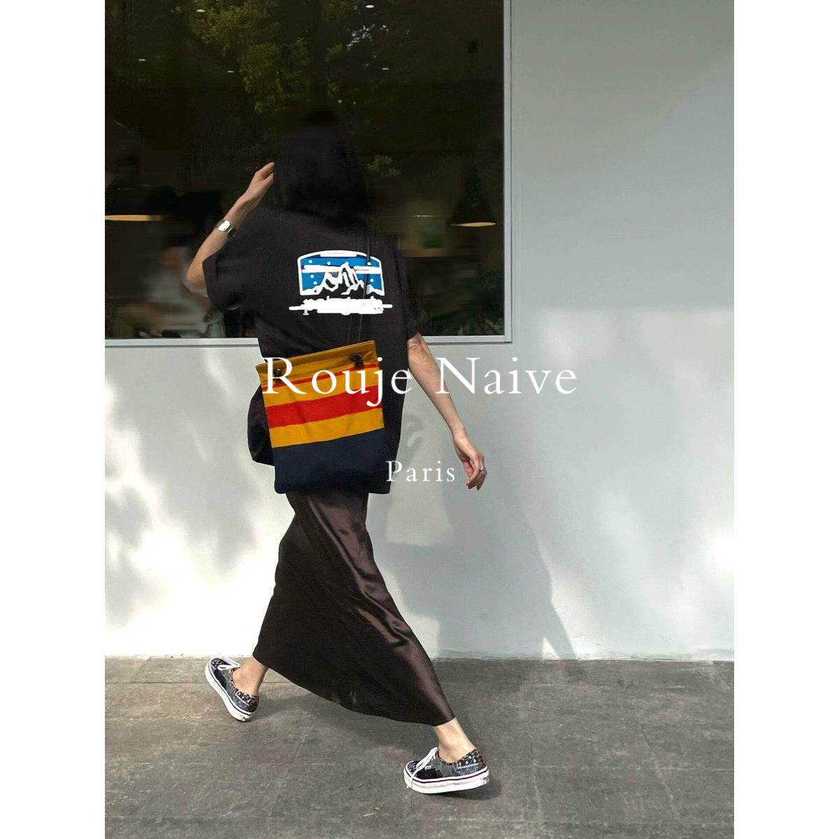 Rouje Naive醋酸缎面鱼尾半裙法式气质半身裙女夏季包臀中长裙子