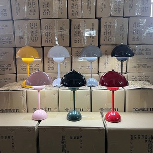 简约马卡龙台灯触摸花苞灯氛围充电台灯复古美式装饰蘑菇小夜灯