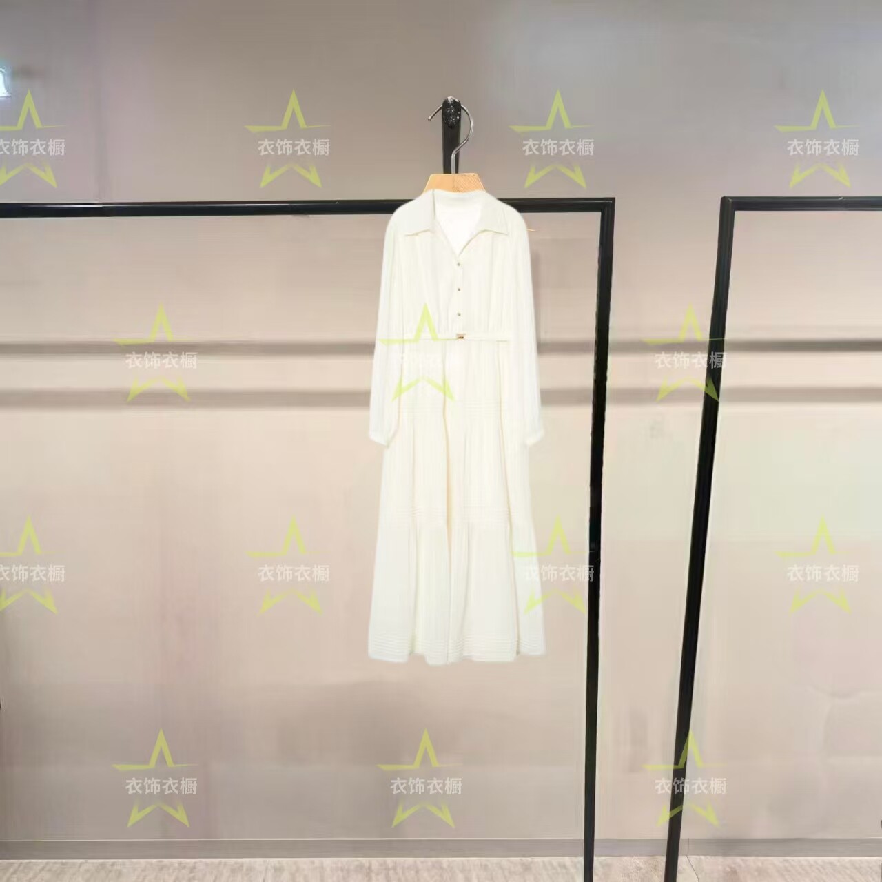 女装2026春款时尚精致细花边装饰下摆优雅翻领连衣裙1H2990251-NY