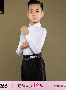 dancebaby拉丁舞服练功服男童202新款跳舞专业舞蹈服上衣DAS267