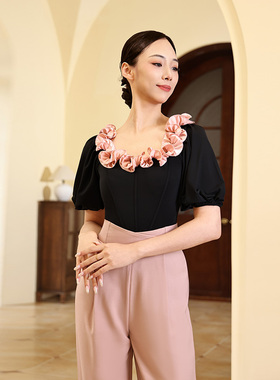 贝蒂BD舞服新款立体花摩登舞服上衣女练功服舞服交际舞国标舞MD46