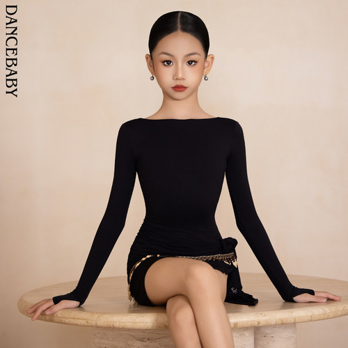 拉丁少儿简约露背体服上衣