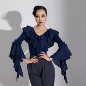 体服MD24 舞蹈服练功服飘飘袖 拉丁舞服2026新款 摩登舞服女上衣新款