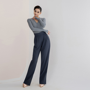 摩登裤交谊舞女裤舞蹈裤子新款高级摩登舞裤练功裤高腰长裤  MD38