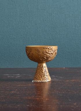 龙纹茶杯复古纯铜杯大清龙纹