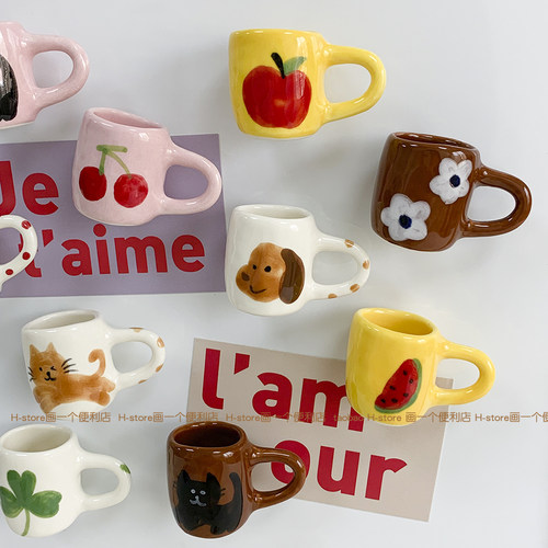 可爱ins韩国陶瓷杯子冰箱贴