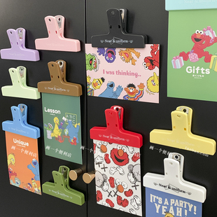 H-store 可爱复古长尾夹夹子冰箱贴磁吸洞洞板铁柜装饰手账票据夹