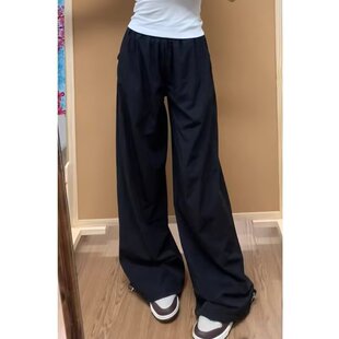 特价美式工装裤男女新款直筒宽松百搭束脚松紧腰运动休闲 �