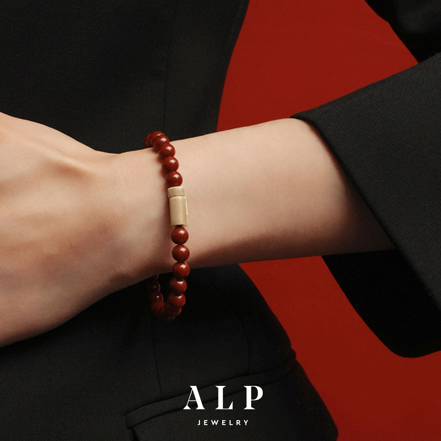 官方ALP JEWELRY息绪天然6mm南红手串本命年手链新中式红色玛瑙