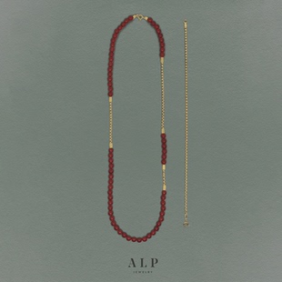 官方ALP JEWELRY一念三生系列新中式6mm红玛瑙项链长款叠戴毛衣链