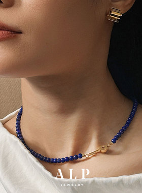 官方ALP JEWELRY 空 7A级天然青金石项链显白锁骨链14K镀金钥匙