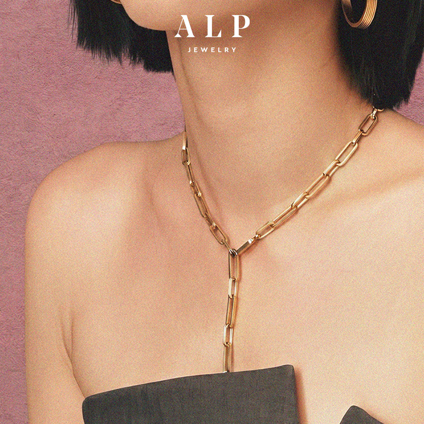 官方ALP JEWELRY早安欧美轻奢小众锁骨链百搭粗链条叠戴项链气质 - 实物图