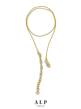 官方ALP JEWELRY听玉系列方型细蛇骨链百搭叠戴项链14K镀金锁骨链