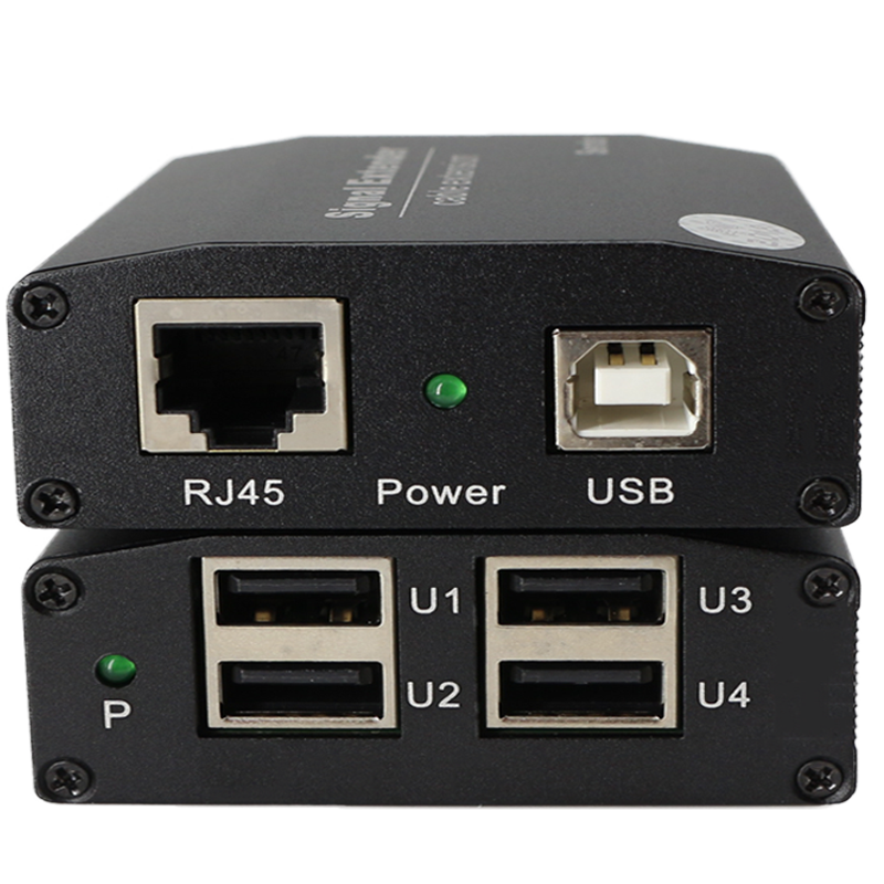 朗恒usb2.0网线延长器USB转RJ45网口网络 摄像头视频会议扫描枪触摸屏相机1080P USB-2504 4个us