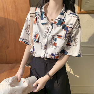 polo港味短袖女夏装2021新款感衬衫