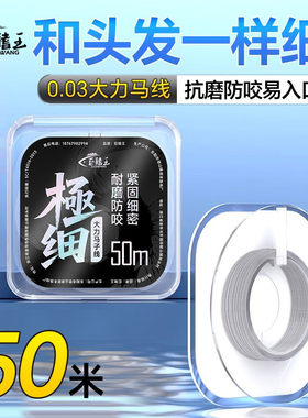 超细大力马子线耐磨防咬pe线正品强拉力路亚飞磕微物前导鱼线