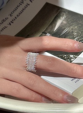 S925纯银韩版小众设计复古蕾丝戒指韩式时髦个性高级感指环开口戒