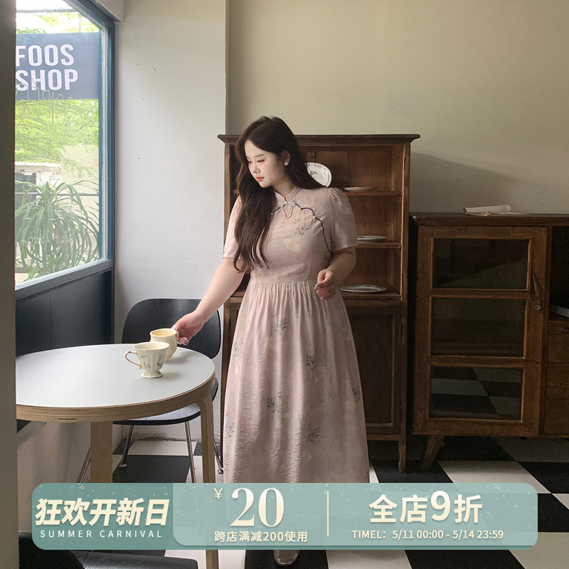 徐达布大码女装定制新中式连衣裙女新款夏季宽松裙子微胖气质长裙